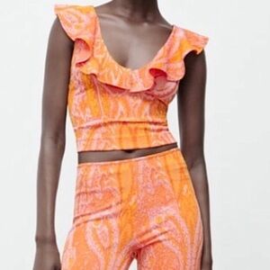 Zara jacquard crop top size small